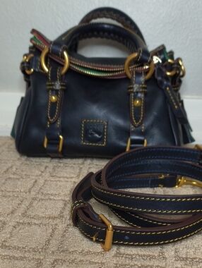 Dooney and Bourke Florentine Nano Satchel In Navy